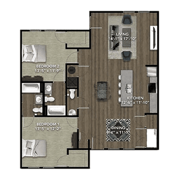 Two bedroom flat B floor plan