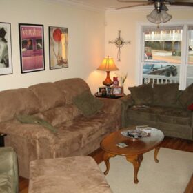 Living room in an apartment at The Oaks